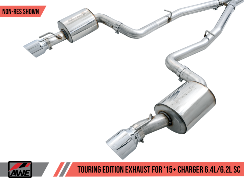 AWE Tuning 2015+ Dodge Charger 6.4L/6.2L SC Non-Resonated Touring Edition Exhaust - Silver Tips thumbnail 9
