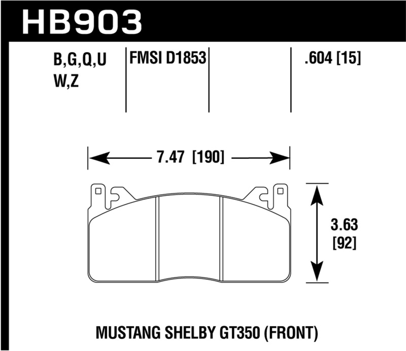 Hawk 2015 Ford Mustang DTC-60 Front Brake Pads thumbnail 2