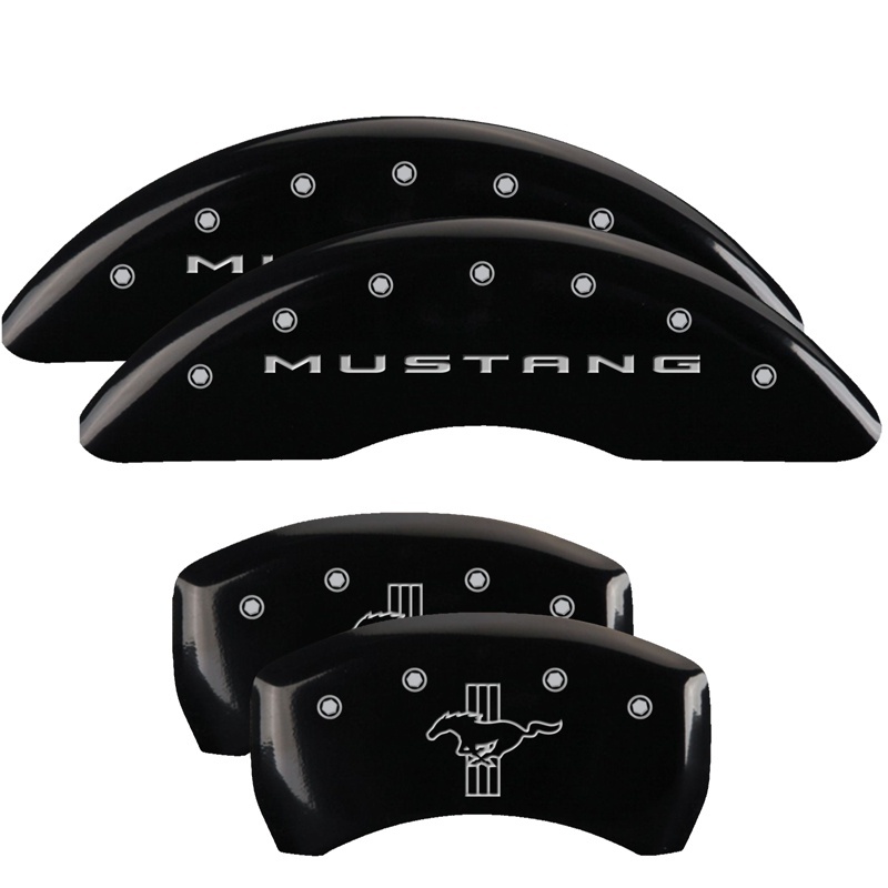 MGP 4 Caliper Covers Engraved Front 2015/Mustang Engraved Rear 2015/Bar & Pony Black fnsh silver ch thumbnail 5