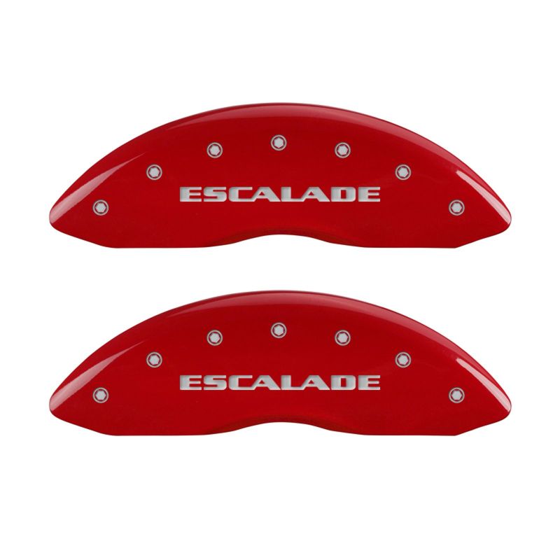 MGP 4 Caliper Covers Engraved Front & Rear Escalade Red finish silver ch thumbnail 4