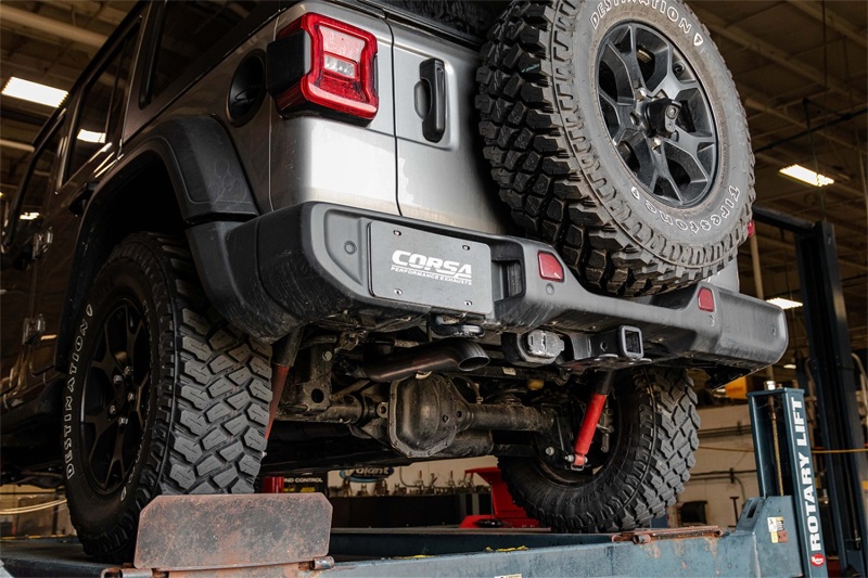 Corsa 2018-2025 Jeep Wrangler JLU 3.6L Sport 2.75in Cat-Back Exhaust w/ Turn Down Tip thumbnail 6