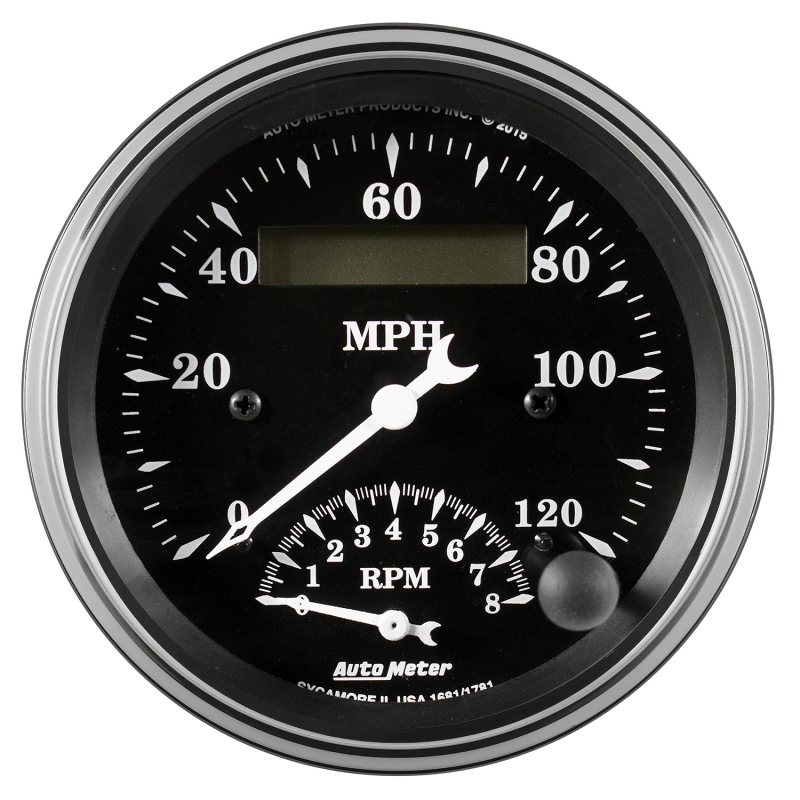 Auto Meter Gauge Tach/Speedo 3 3/8in 120mph & 8k RPM Elec. Program. Old Tyme Blk thumbnail 3