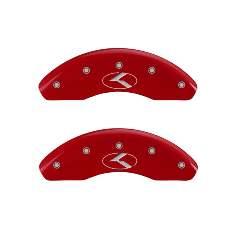 MGP 2 Caliper Covers Engraved Front Circle K/Kia Red Finish Silver Char 2018 Kia Rio thumbnail 2