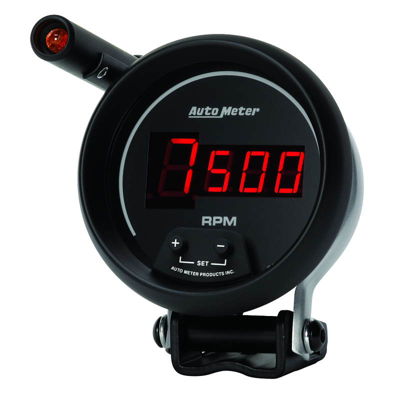 Autometer Quick-Lite Digital 10K RPM Pedestal Mount 3 3/4in Tachometer Black Dial w/ Red LED thumbnail 6