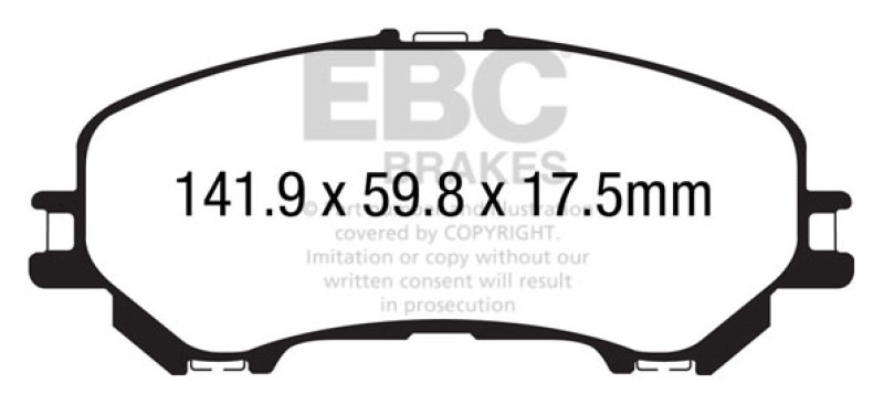 EBC 14+ Nissan Rogue 2.5 2 row seating Ultimax2 Front Brake Pads thumbnail 4