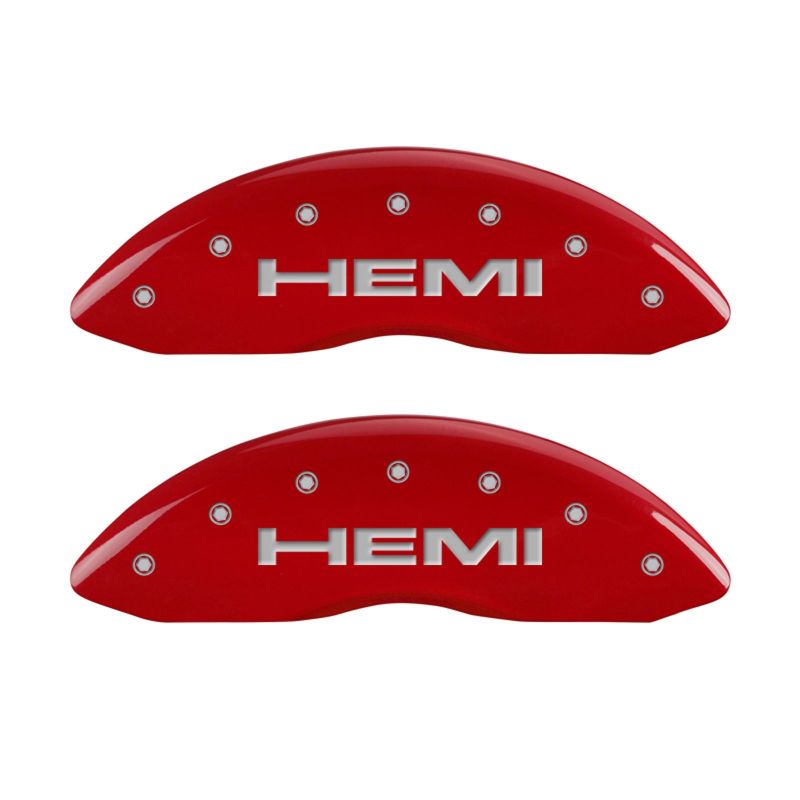 MGP 4 Caliper Covers Engraved Front & Rear Hemi Red finish silver ch thumbnail 7