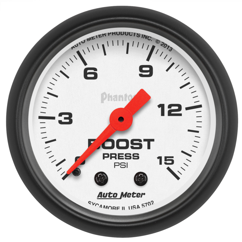 Autometer Phantom 52mm 0-15PSI Mechanical Boost Pressure Gauge