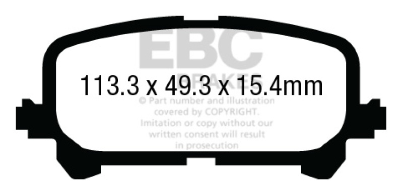 EBC 14+ Acura MDX 3.5 Yellowstuff Rear Brake Pads thumbnail 6