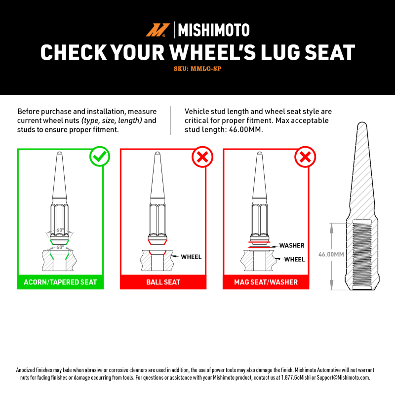 Mishimoto Mishimoto Steel Spiked Lug Nuts M12 x 1.5 24pc Set Red