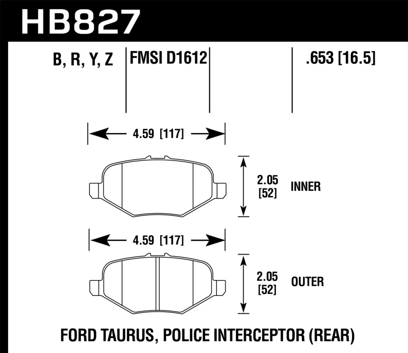 Hawk 13-16 Ford Taurus SHO HPS 5.0 Rear Brake Pads thumbnail 3