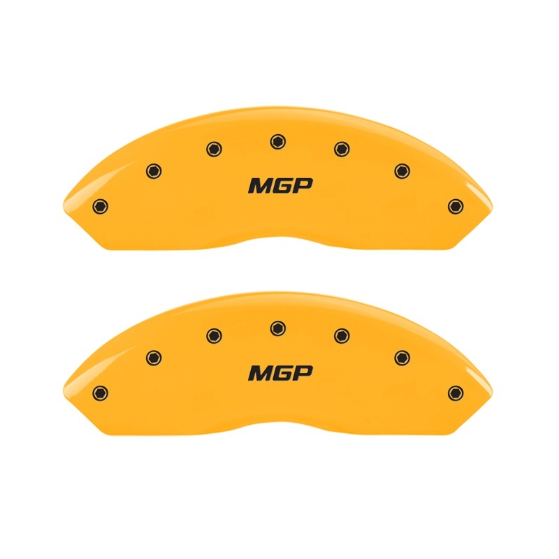 MGP Front set 2 Caliper Covers Engraved Front MGP Yellow finish black ch thumbnail 4