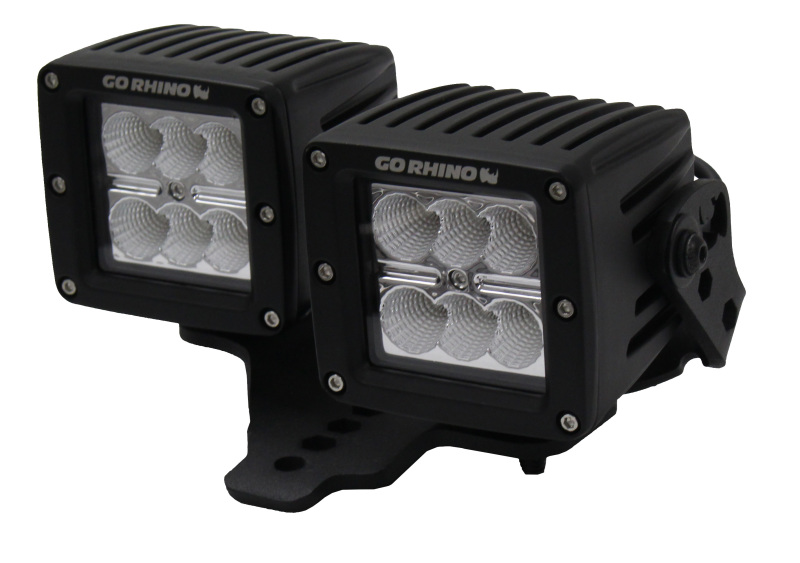 Go Rhino 18-20 Jeep Wrangler JL/JLU/Gladiator JT Light Mount - Two 3in Cubes thumbnail 3