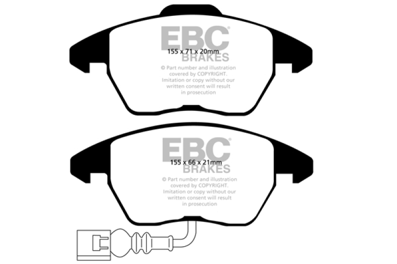 EBC 07-09 Audi TT 2.0 Turbo Ultimax2 Front Brake Pads thumbnail 2