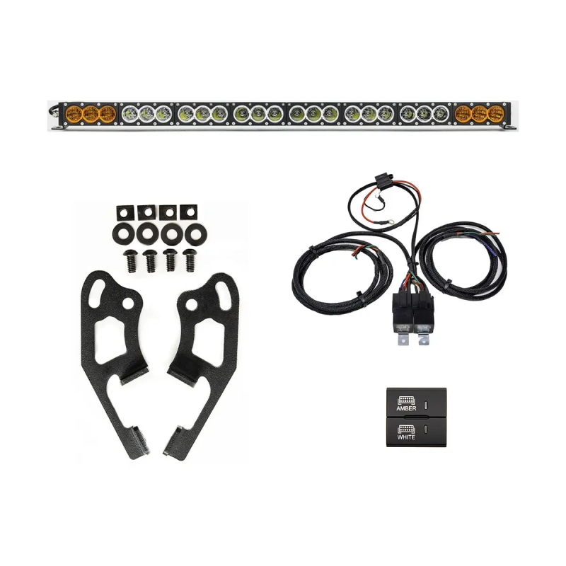 Cali Raised Sherpa Roof Rack Dual Funct. Light Bar & Mount Brckt Kit w/ Wire Harness & Square Switch