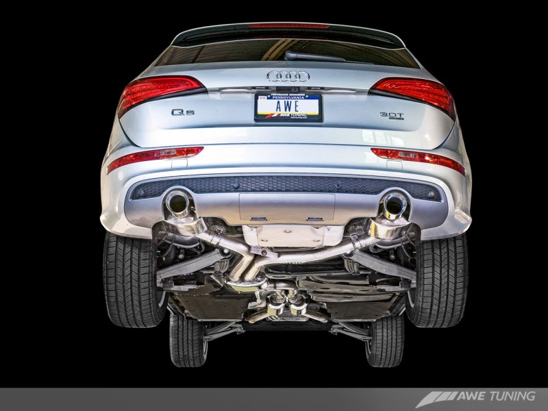 AWE Tuning Audi 8R Q5 3.2L Non-Resonated Exhaust System (Downpipe-Back) - Polished Silver Tips thumbnail 8