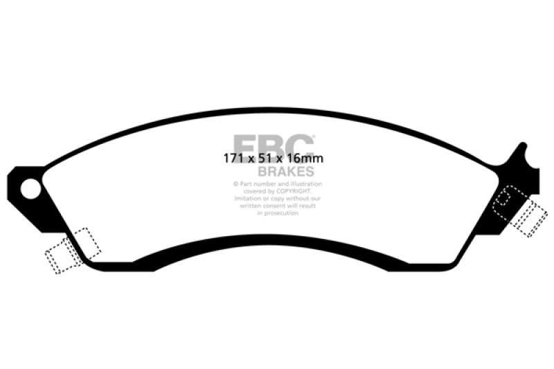 EBC 85-88 Chevrolet Camaro (3rd Gen) 2.8 (Performance Package) Ultimax2 Front Brake Pads thumbnail 3