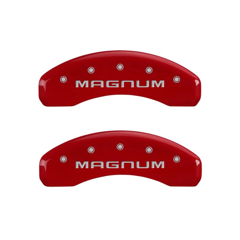 MGP 4 Caliper Covers Engraved Front & Rear Magnum Red finish silver ch thumbnail 9