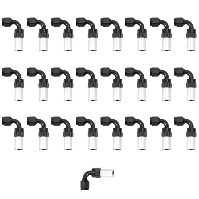 Russell ProClassic Crimp Hose Ends 610488 Fitting, End, Full Flow, On, 90 Degree, -6 AN to Female -6 AN, 360 Degree Swivel, Aluminum, Black/Clear, Set 25 thumbnail 4
