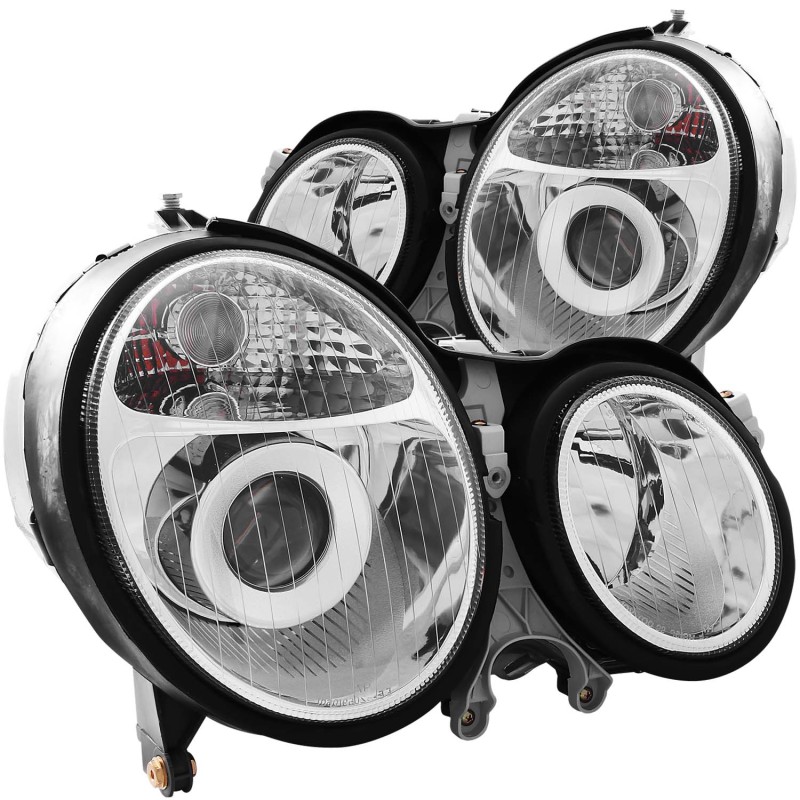 ANZO 1999-2002 Mercedes Benz E Class W210 Projector Headlights Chrome thumbnail 5