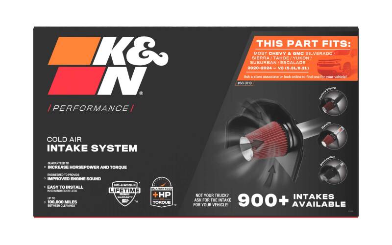 K&N 2019+ Chevrolet 1500 5.3L / 6.2L V8 F/I AirCharger Performance Intake System thumbnail 7