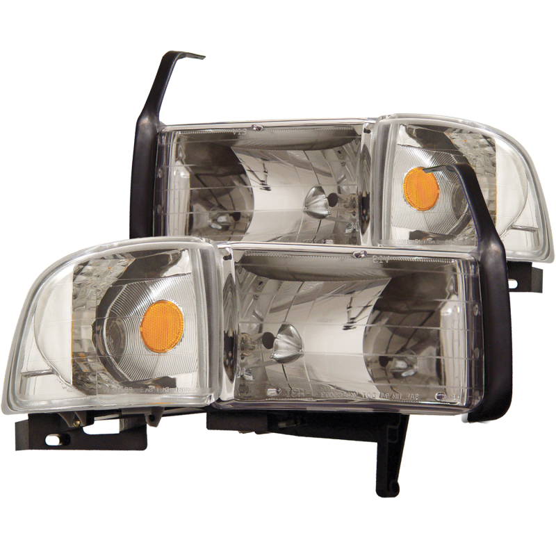 ANZO 1994-2001 Dodge Ram Crystal Headlights Chrome thumbnail 5