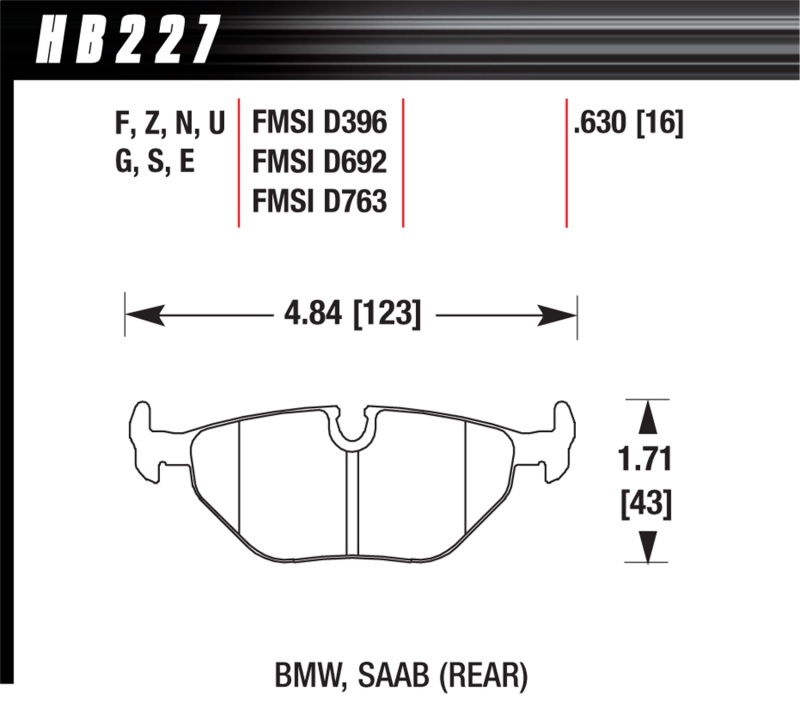 Hawk 95-99 BMW M3 E36 Performance Ceramic Street Rear Brake Pads thumbnail 6