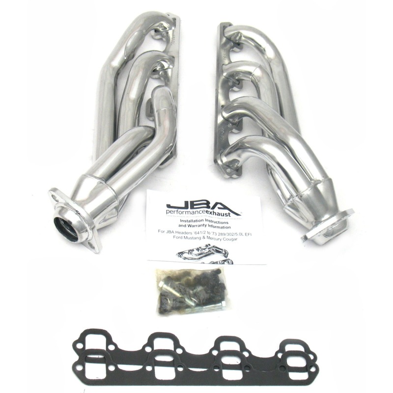 JBA 65-73 Ford Mustang 260-302 SBF 1-5/8in Primary Silver Ctd Mid Length Header thumbnail 2