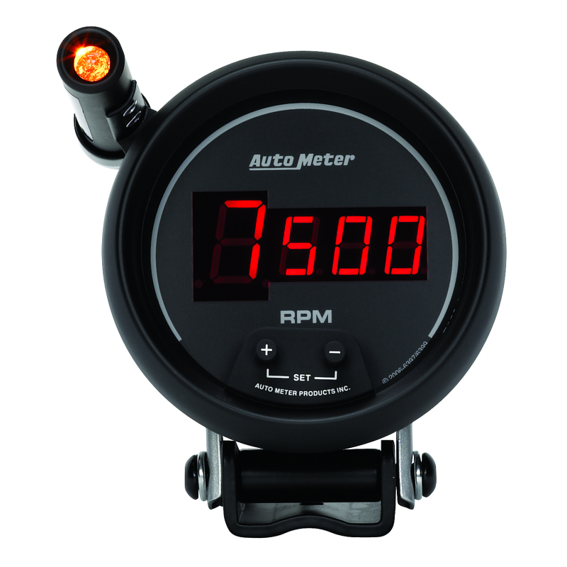 Autometer Quick-Lite Digital 10K RPM Pedestal Mount 3 3/4in Tachometer Black Dial w/ Red LED thumbnail 4